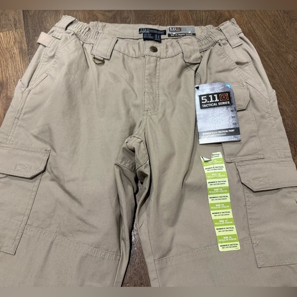 5.11 Tactical Women's Cotton Tan Canvas Pants Regular Fit Cargo Pockets Size 14 - Picture 4 of 10